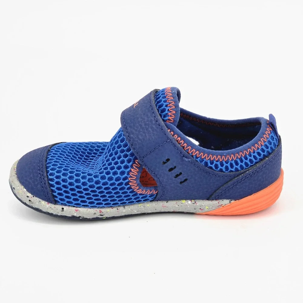 Merrell Bare Steps H2O Kids Sneaker 9W Blue Orange Water Shoe Wide Toe Box EUC